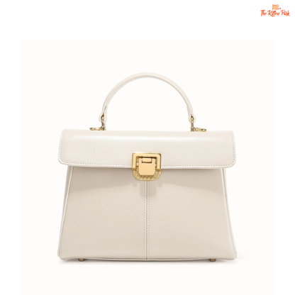 Soft split leather women’s square crossbody bag featuring elegant scarf decor, hasp closure, and fashion-forward minimalist design.