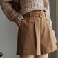 Belted Pocketed Wide Leg Shorts