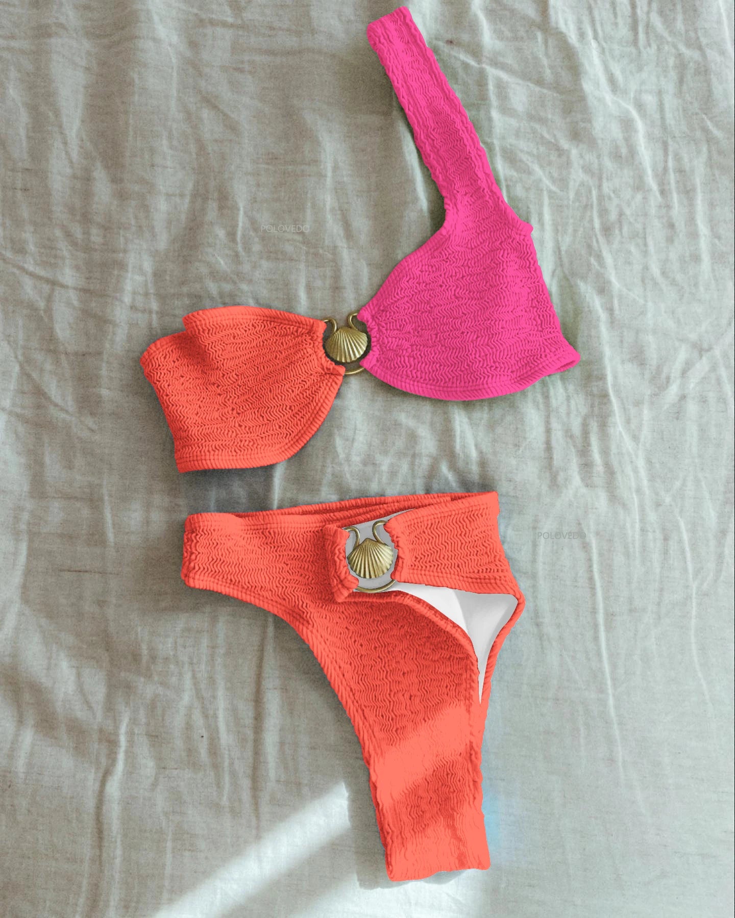Sun-Kissed Pleated Triangle Bikini Set