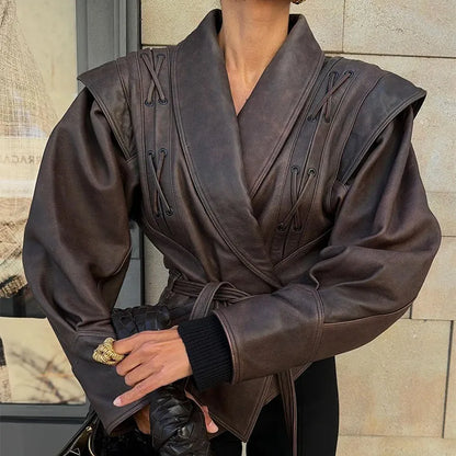 Street Luxe Belted Leather Jacket