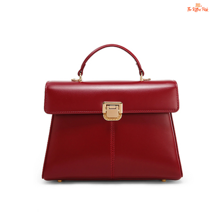 Soft split leather women’s square crossbody bag featuring elegant scarf decor, hasp closure, and fashion-forward minimalist design.