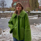 Vintage Chic Green PU Overcoat