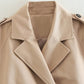 Belted Double-Button Fashion Cropped Trench