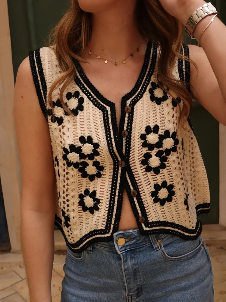 Wildflower Sleeveless Whisper Crochet Waistcoat