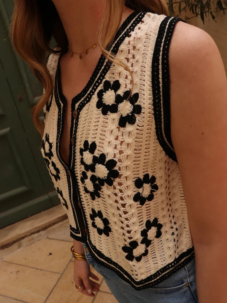 Wildflower Sleeveless Whisper Crochet Waistcoat