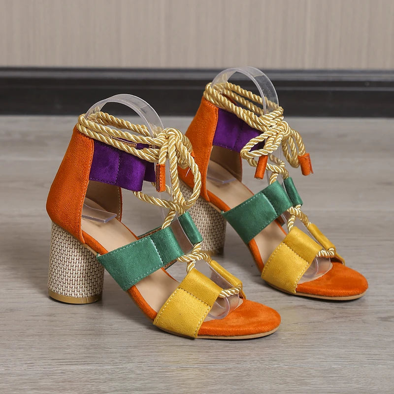 Summer Trendsetter Lace-Up Heeled Sandals