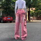 High Waist Pink Streetwear Trousers