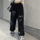 Korean Heart Print Streetwear Trousers