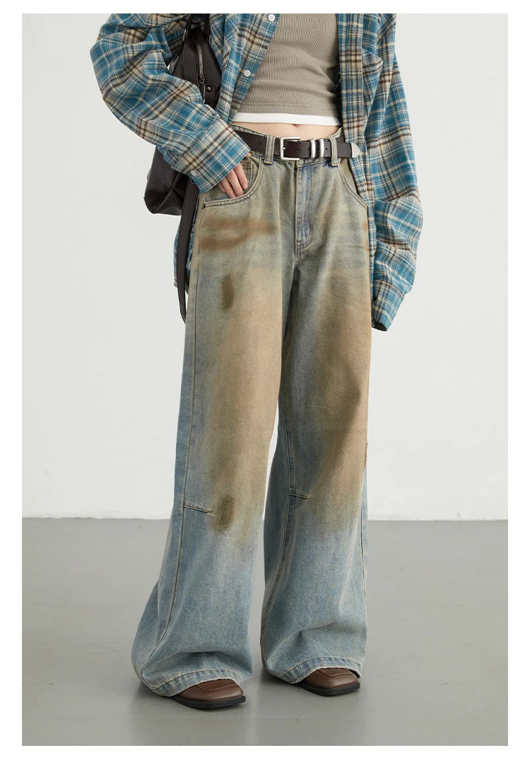 Vintage Wash Wide-Leg Denim