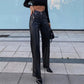 Zippered Chic Clubwear Leather Trousers