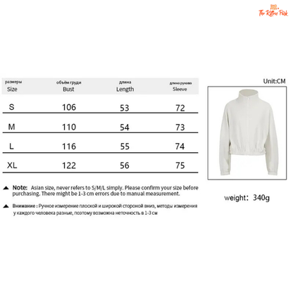 Thick solid zipper streetwear coat for women with turtleneck design and button details, ideal for autumn and winter outfits.