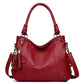 Leather Tote Top-Handle Bag with Beading and Ruffles