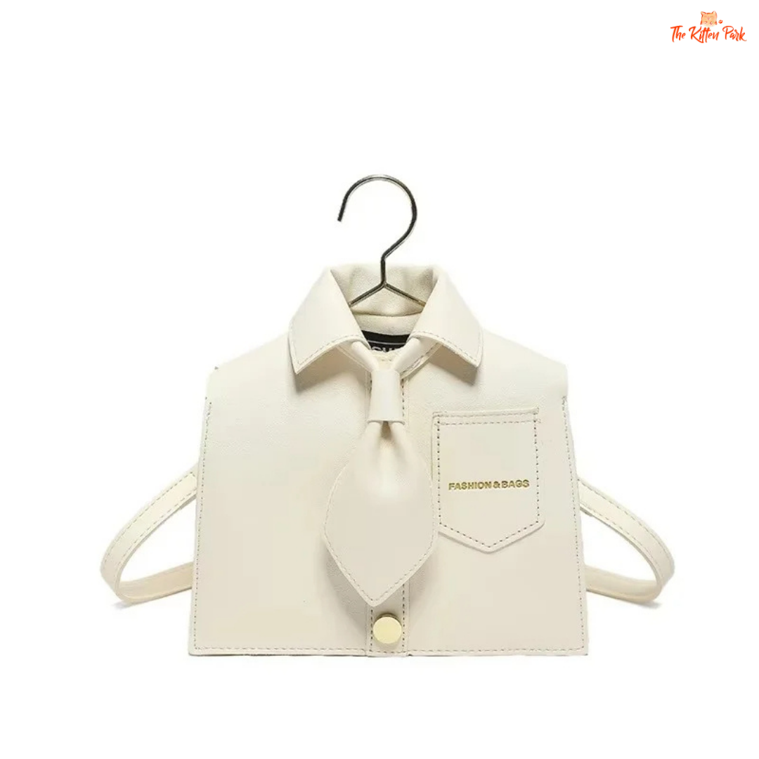 Black collar-shaped women's crossbody bag with a flip cover and bucket-style design, made from PU material for a playful, modern accessory look.