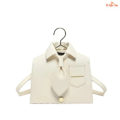 Black collar-shaped women's crossbody bag with a flip cover and bucket-style design, made from PU material for a playful, modern accessory look.