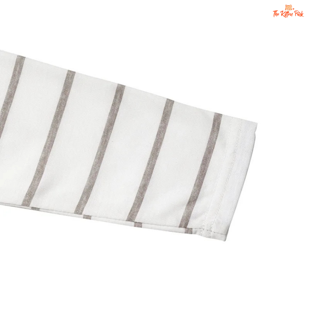 Women’s Casual Striped Round Neck Long Sleeve T-Shirt with lightweight knit fabric and classic stripe design for a relaxed summer look.