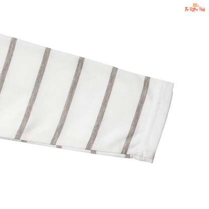 Women’s Casual Striped Round Neck Long Sleeve T-Shirt with lightweight knit fabric and classic stripe design for a relaxed summer look.