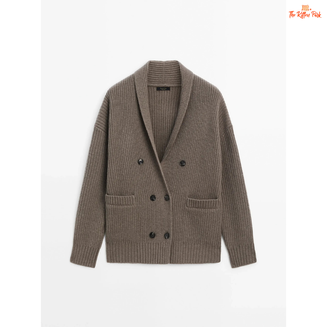 Gray knitted blazer on a white background