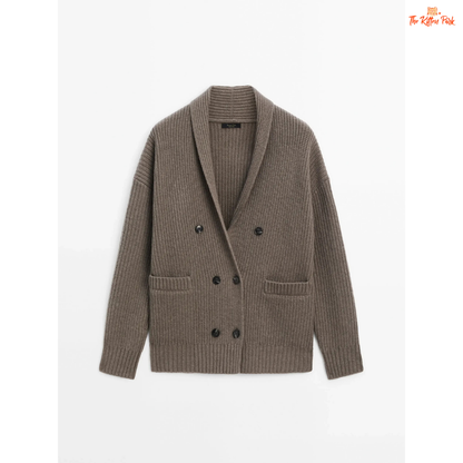 Gray knitted blazer on a white background