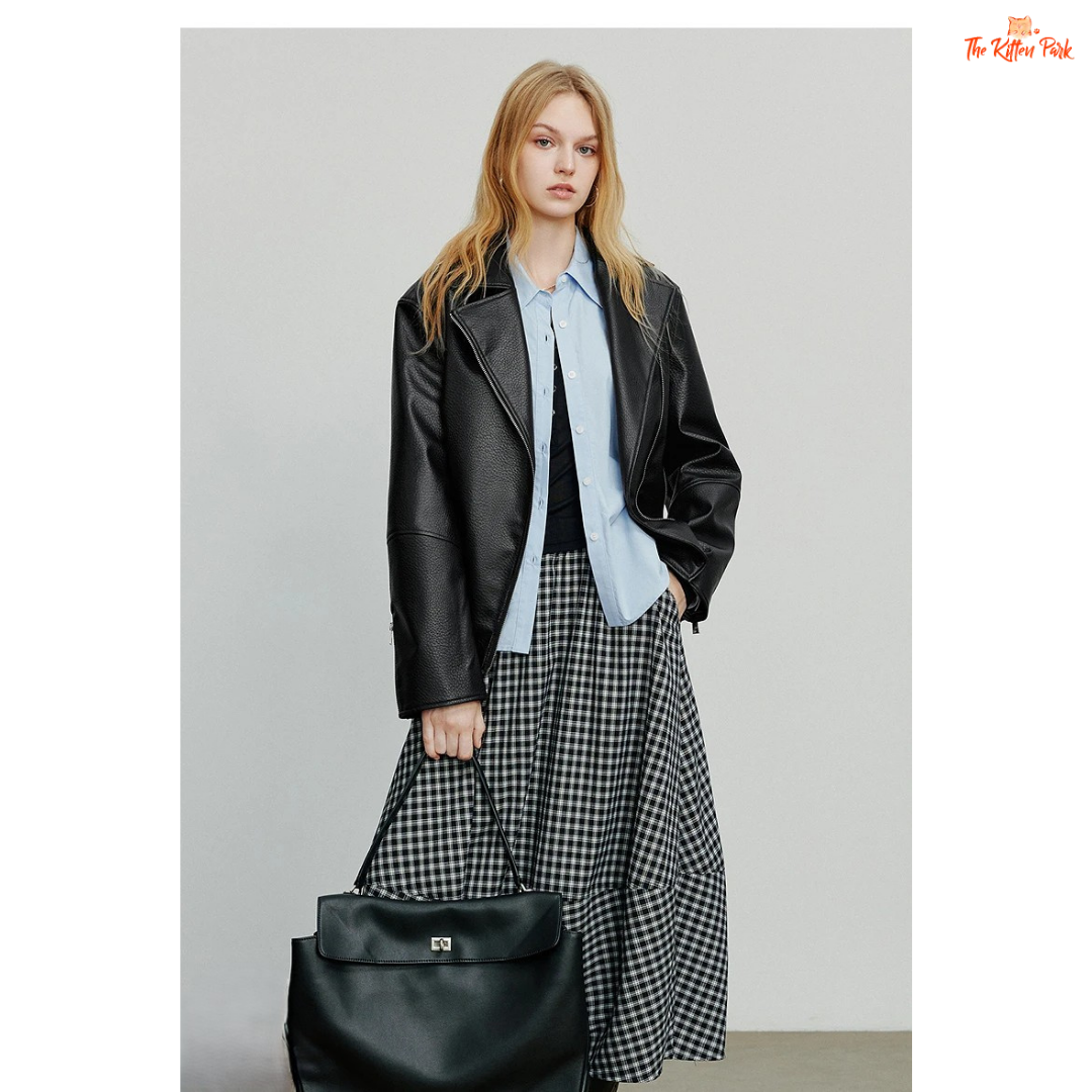 Women’s PU Leather Jacket – Autumn 2026 Motorcycle Style with Waist Belt, faux leather streetwear jacket with zipper closure and full sleeves.