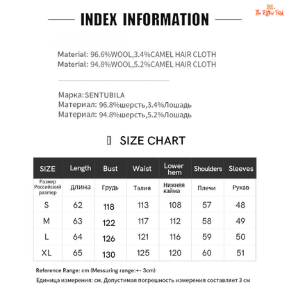 Index information and size chart for a garment with material details and brand name.