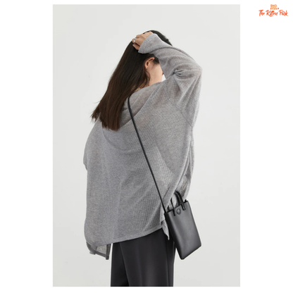 Women’s V-Neck Cardigan – Long Sleeve Lightweight Knit Top