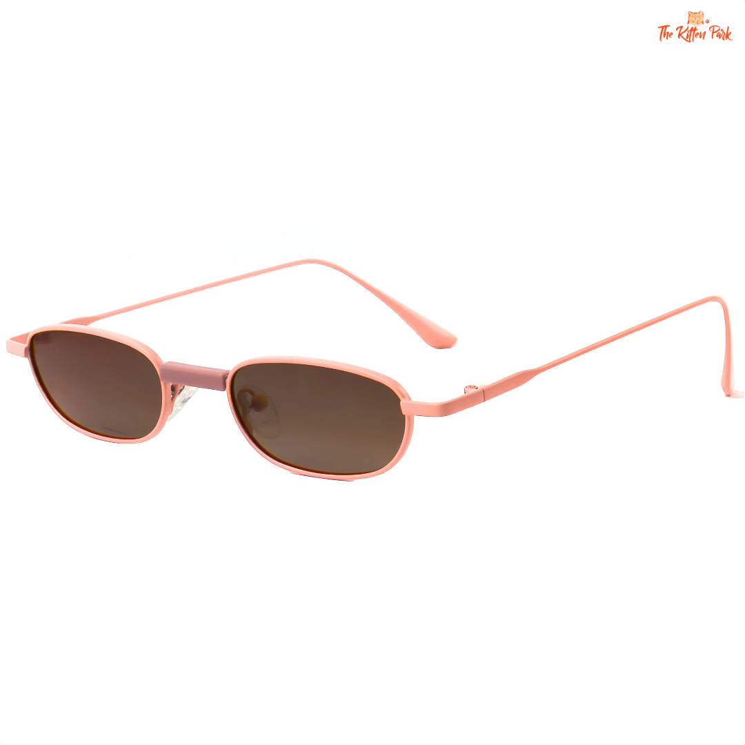 Retro-style small oval frame sunglasses for men and women, with polarized TAC lenses, copper frame, and UV400 outdoor protection.