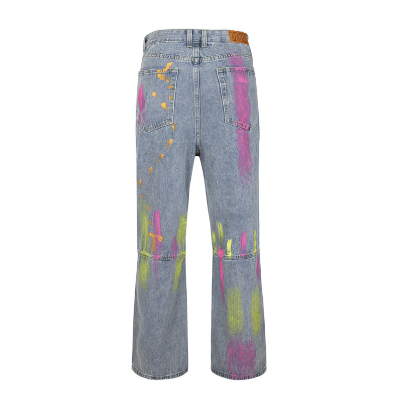 American Street Style Graffiti Print Jeans