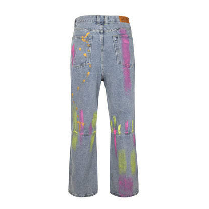 American Street Style Graffiti Print Jeans