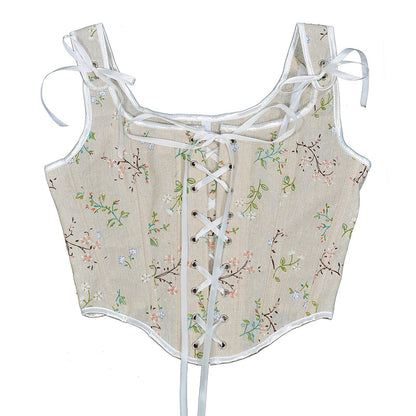 Womens Floral Backless Corset Tops