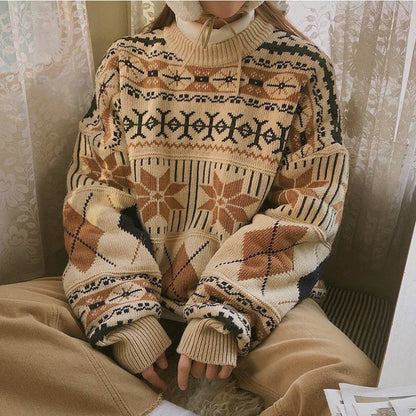 Womens Rustic Vintage Style Wool Warm Cardigan Sweater