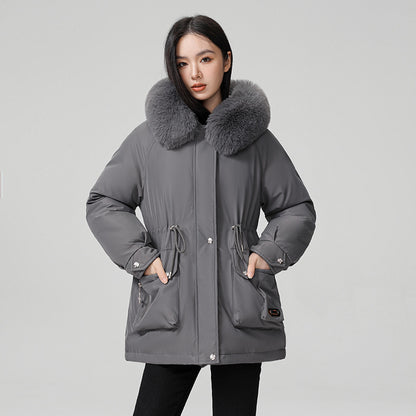 High Quality Cotton Padded Warm Hooded Parka Coat For Women
