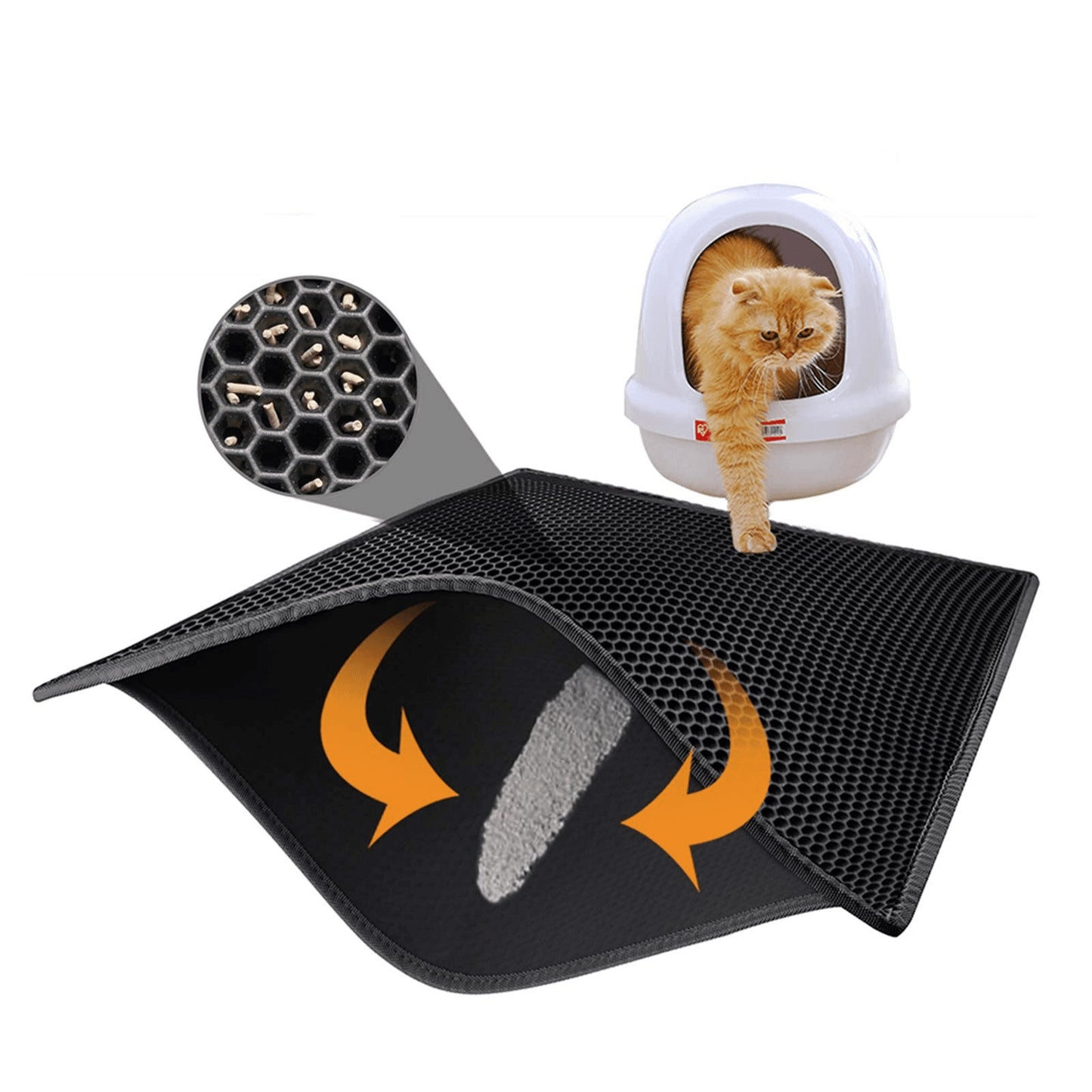 Cats Waterproof Black Double Layer Litter Mat