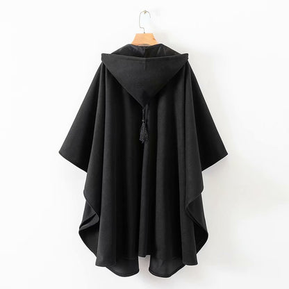 Womens Elegant Hooded Black Coat
