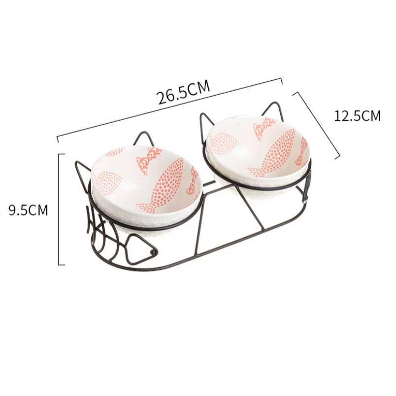 Cats Metal Platform Non Slip Ceramic Bowls