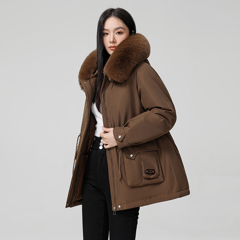 High Quality Cotton Padded Warm Hooded Parka Coat For Women