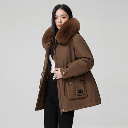 High Quality Cotton Padded Warm Hooded Parka Coat For Women