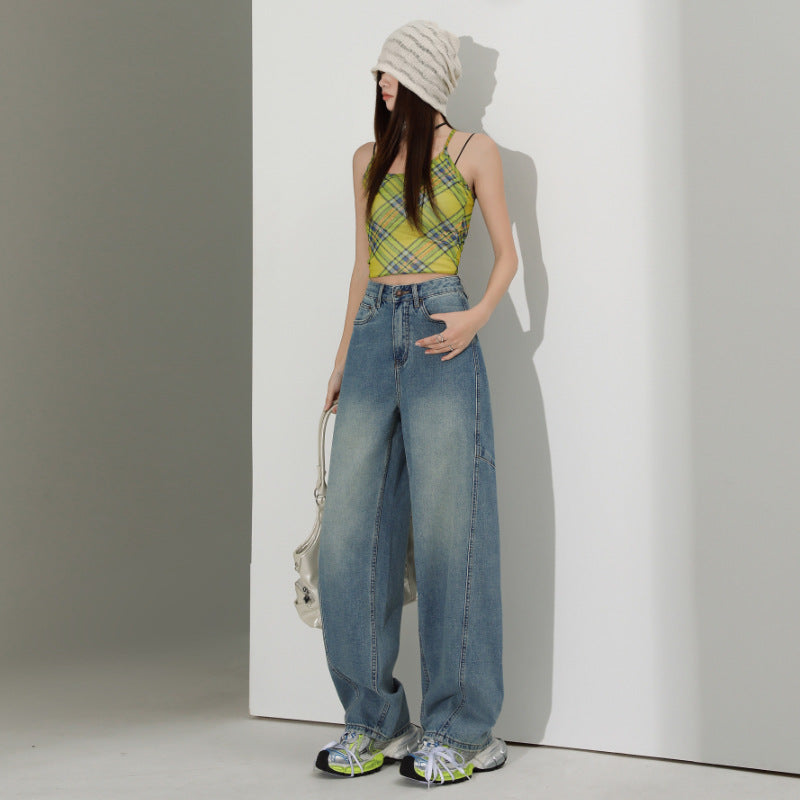 Casual Straight Leg Baggy Jeans For Women