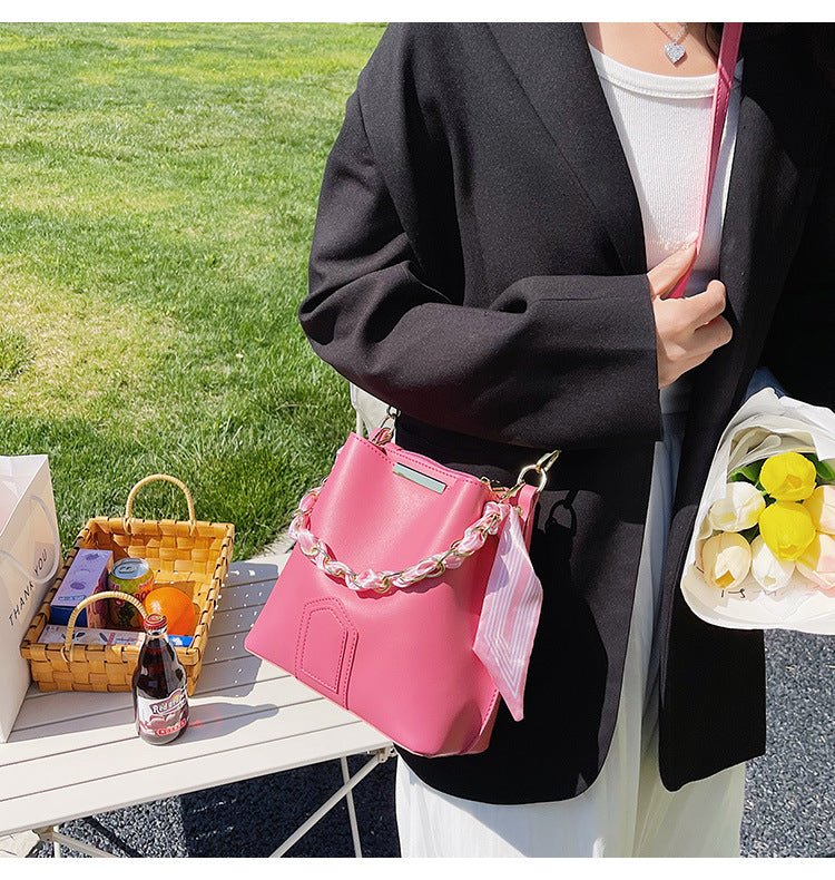 Leather Tote Top Handle Bag With Beading And Ruffles