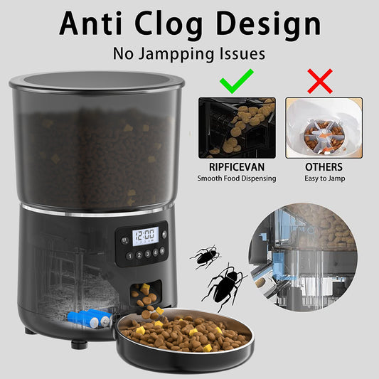 Stainless Steel Audio Recorder 4L WiFi App Automatic Cat Dog Pet Feeder