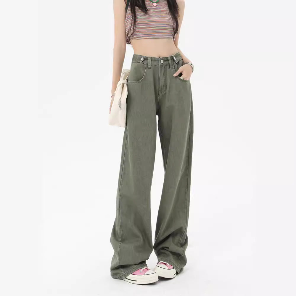 Womens Hip Hop High Street Wide Leg Denim Jeans