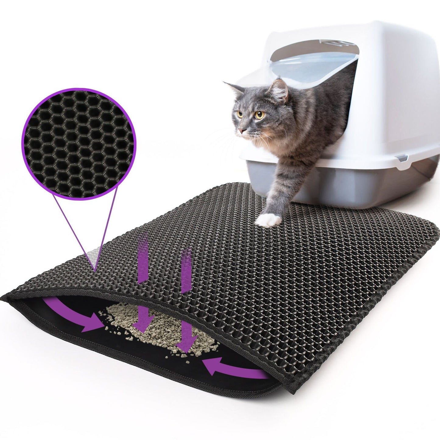 Cats Waterproof Black Double Layer Litter Mat