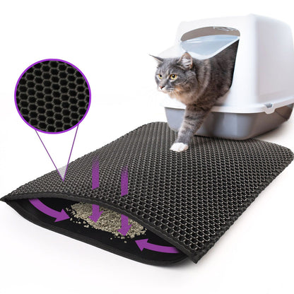 Cats Waterproof Black Double Layer Litter Mat
