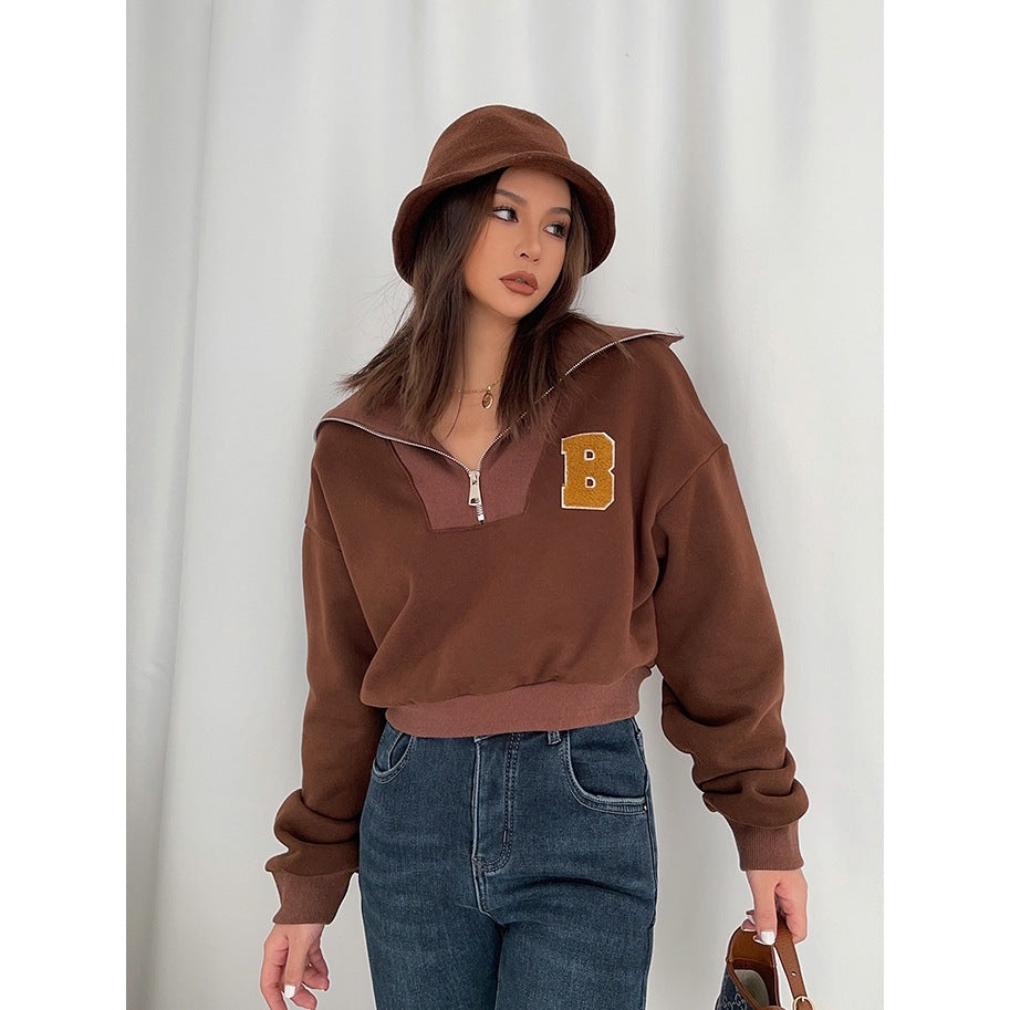 Womens Vintage Streetwear Brown Sweatshirt