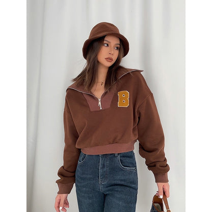 Womens Vintage Streetwear Brown Sweatshirt