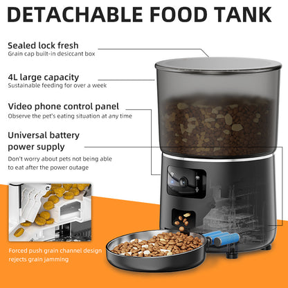 Stainless Steel Audio Recorder 4L WiFi App Automatic Cat Dog Pet Feeder