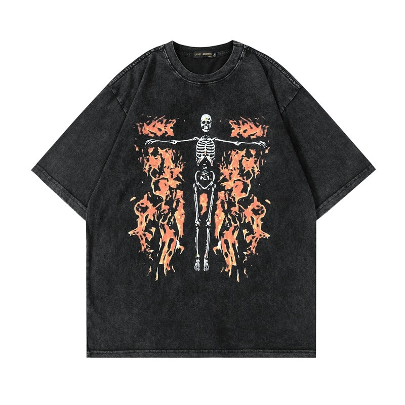 Womens Vintage Mermaid Skull Print T-Shirts
