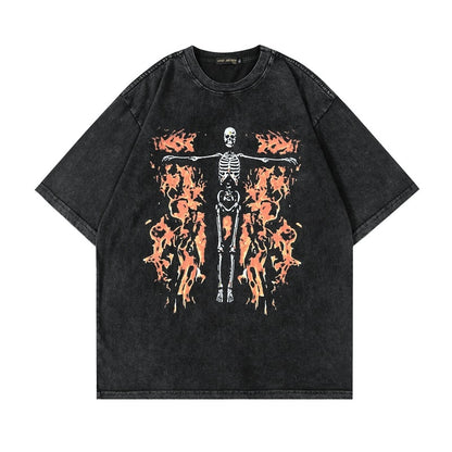 Womens Vintage Mermaid Skull Print T-Shirts