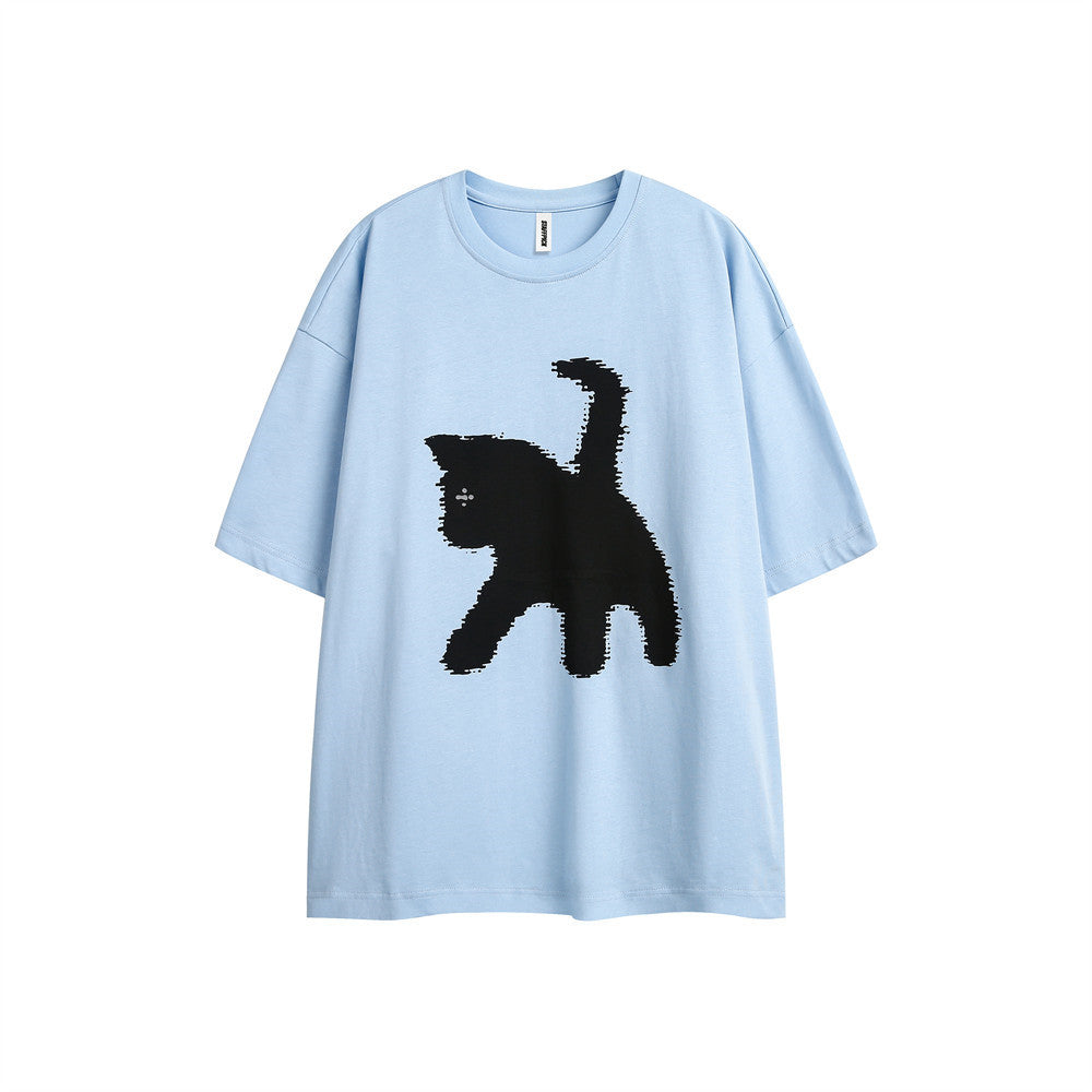 Womens Cartoon Funny Cat T-Shirt
