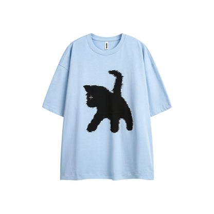 Womens Cartoon Funny Cat T-Shirt