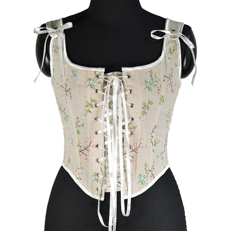 Womens Floral Backless Corset Tops